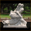 Best design garden decor hand carved natural marble stone statue of human and lion marble stone statue